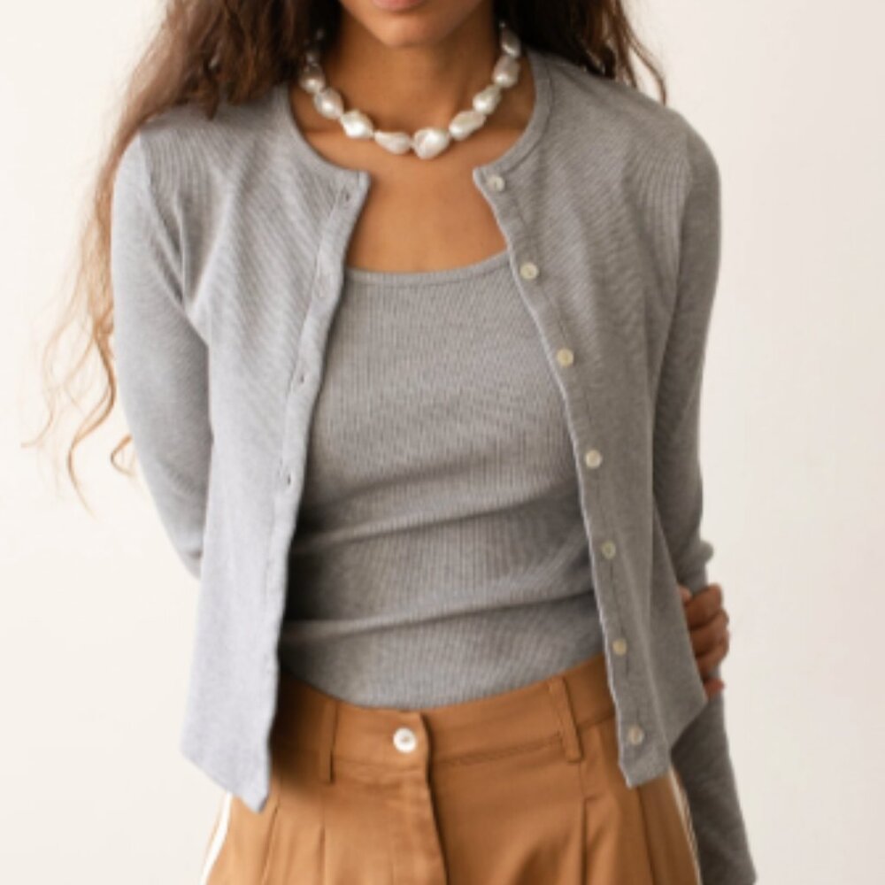 Donni Gray Rib Cardigan